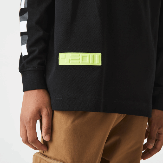 negro 031 VVL0A797 hombres Lacoste camiseta holgada con estampado