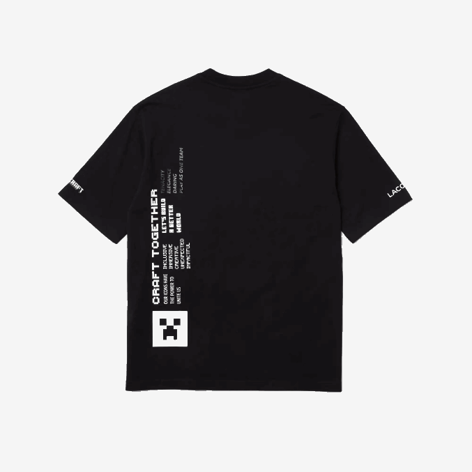 negro 031 VVL0A852 hombrescamiseta de corte holgado de algodón orgánico lacoste x minecraft