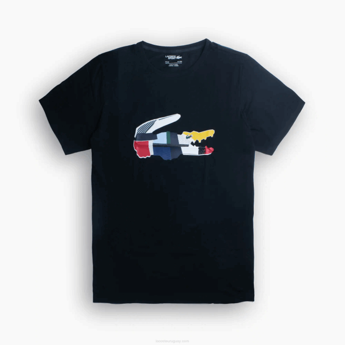 negro 031 VVL0A888 hombres Lacoste camiseta con estampado de cocodrilo xl