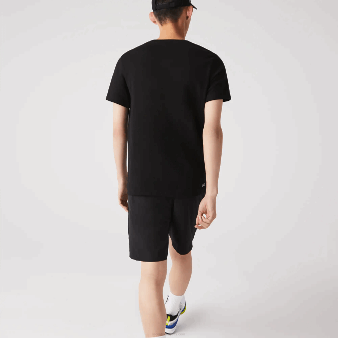 negro azul 985 VVL0A836 hombres Lacoste Camiseta deportiva de punto transpirable con estampado de cocodrilo en 3D