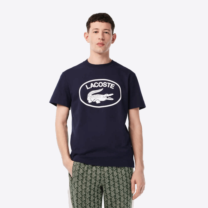 negro/blanco hhh VVL0A147 hombres Lacoste camiseta de algodón con logo tono sobre tono