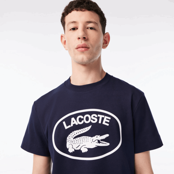 negro/blanco hhh VVL0A147 hombres Lacoste camiseta de algodón con logo tono sobre tono