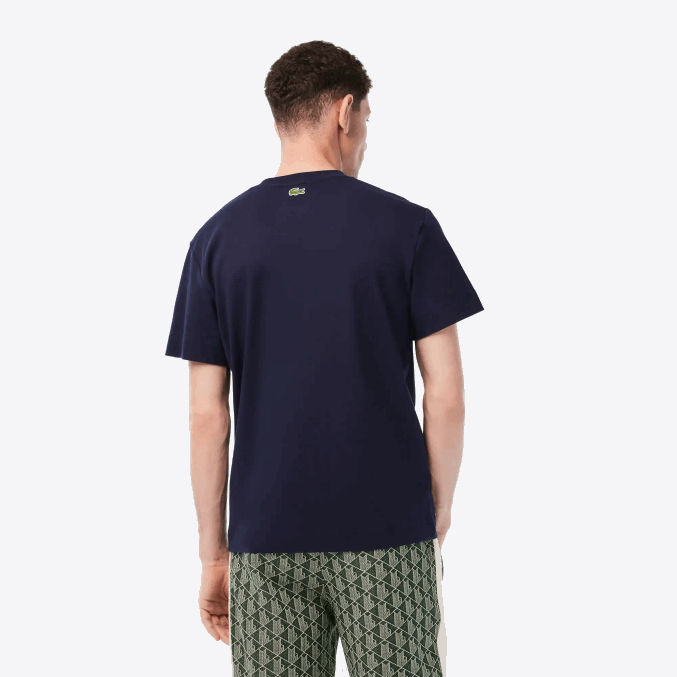 negro/blanco hhh VVL0A147 hombres Lacoste camiseta de algodón con logo tono sobre tono