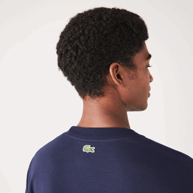 negro/blanco hhh VVL0A147 hombres Lacoste camiseta de algodón con logo tono sobre tono