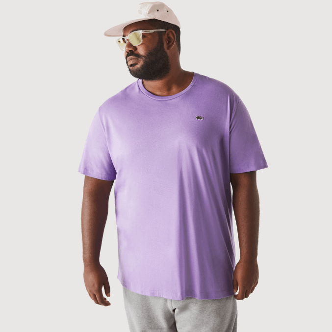 púrpura gfu VVL0A829 hombres Lacoste camiseta de jersey de algodón con cuello redondo xl