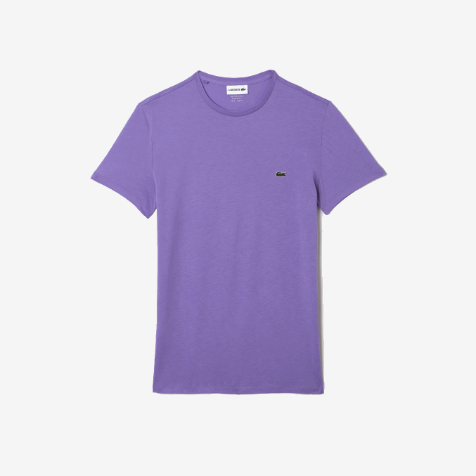 púrpura gfu VVL0A882 hombres Lacoste camiseta de punto de algodón pima con cuello redondo
