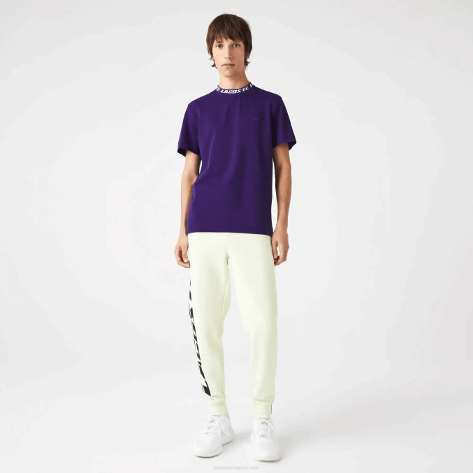 púrpura pfn VVL0A210 hombres Lacoste camiseta regular fit con logo en el cuello