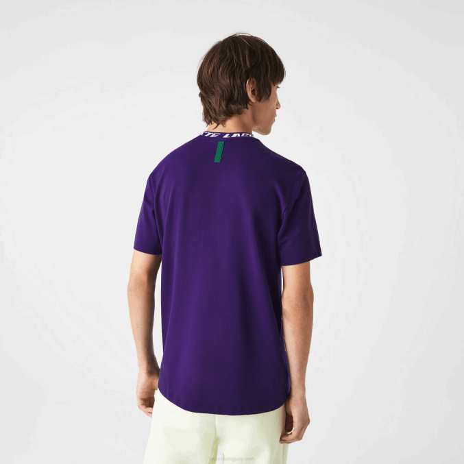 púrpura pfn VVL0A210 hombres Lacoste camiseta regular fit con logo en el cuello