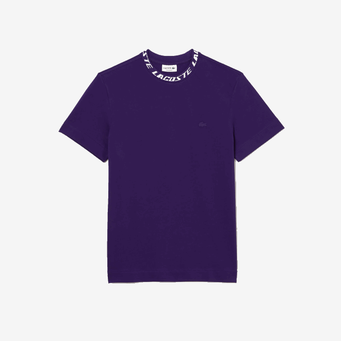 púrpura pfn VVL0A210 hombres Lacoste camiseta regular fit con logo en el cuello