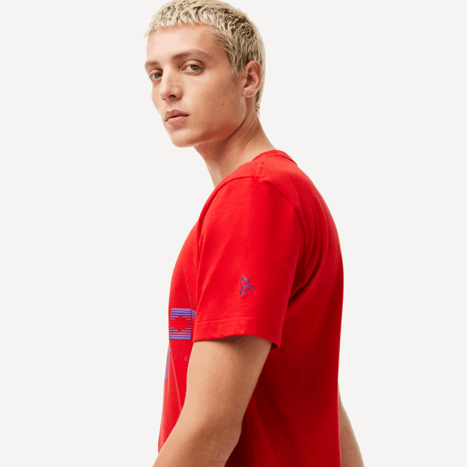 rojo 240 VVL0A604 hombres Lacoste playera estampada sport x novak djokovic