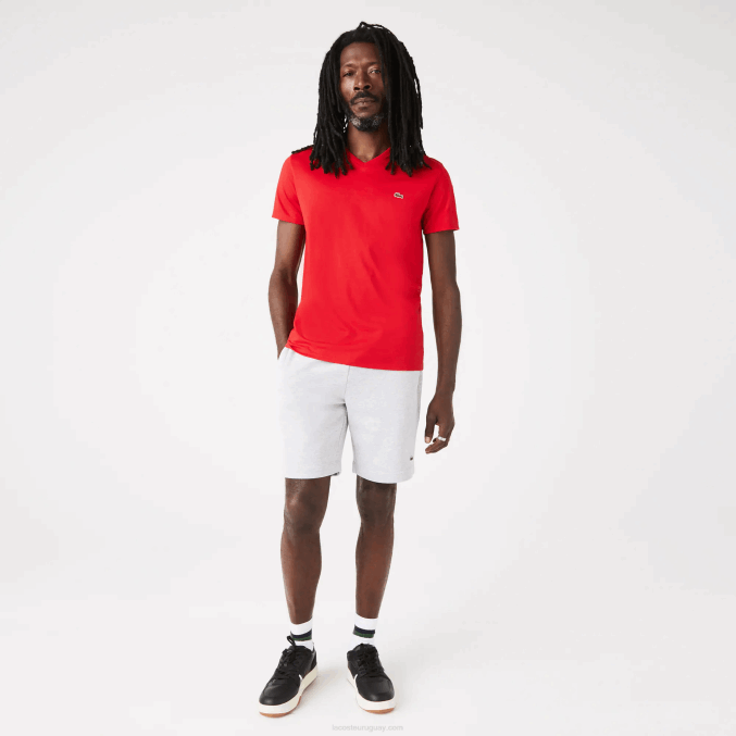 rojo 240 VVL0A617 hombres Lacoste playera de punto de algodón pima con cuello en V