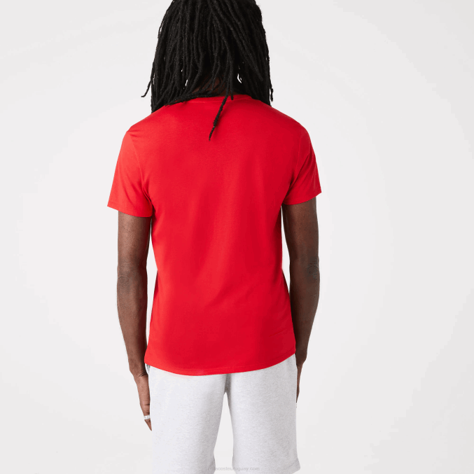 rojo 240 VVL0A617 hombres Lacoste playera de punto de algodón pima con cuello en V