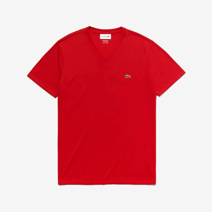 rojo 240 VVL0A617 hombres Lacoste playera de punto de algodón pima con cuello en V