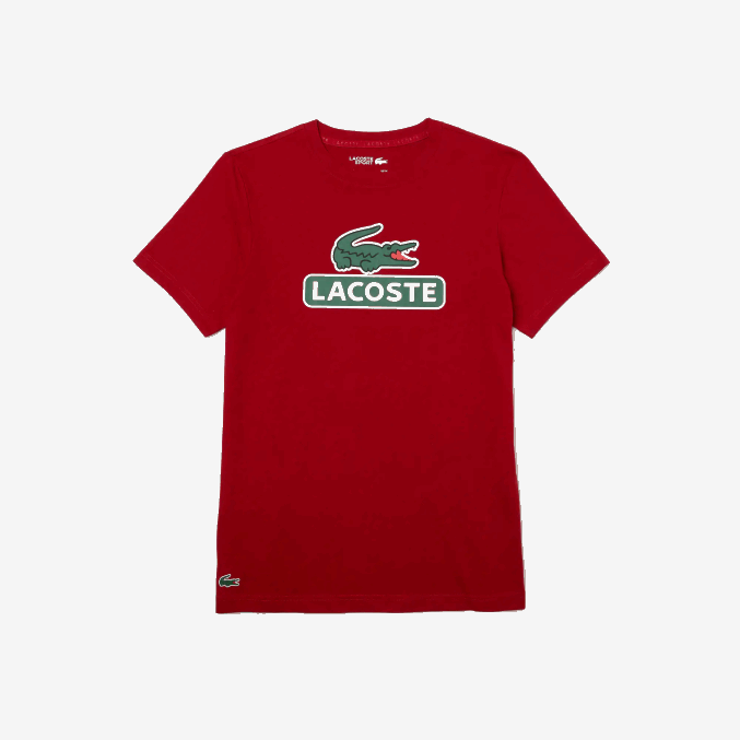 rojo 5sx VVL0A930 hombres Lacoste playera transpirable con logo estampado deportivo