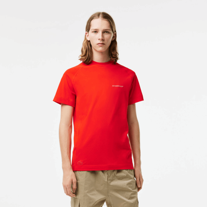 rojo s5h VVL0A121 hombres Lacoste camiseta slim fit de piqué de algodón orgánico