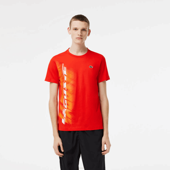 rojo s5h VVL0A222 hombres Lacoste camiseta sport regular fit con marca en contraste