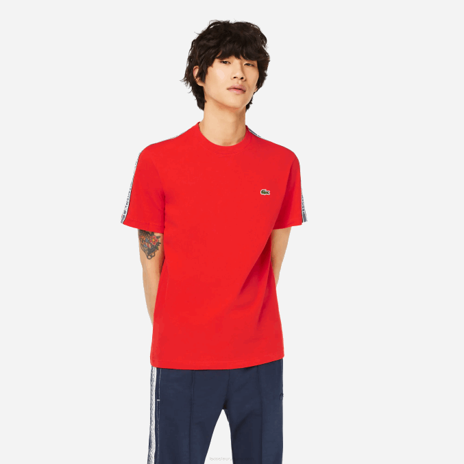 rojo s5h VVL0A48 hombres Lacoste playera regular fit con rayas del logo