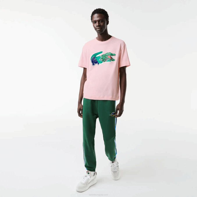 rosa claro t03 VVL0A610 hombres Lacoste camiseta oversize con cocodrilo