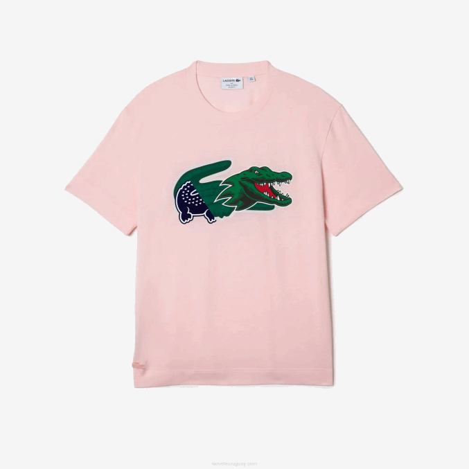 rosa claro t03 VVL0A610 hombres Lacoste camiseta oversize con cocodrilo
