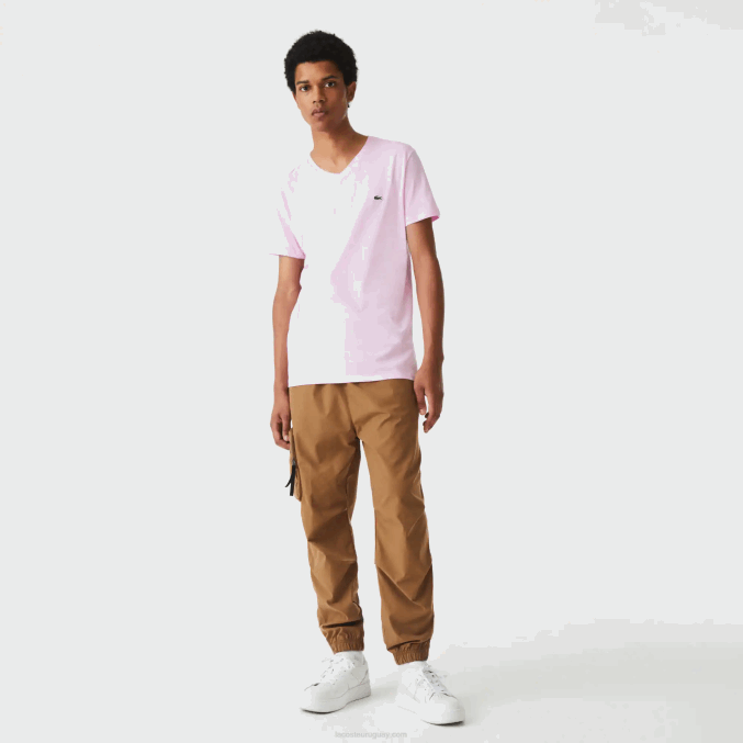 rosa z4h VVL0A615 hombres Lacoste playera de punto de algodón pima con cuello en V