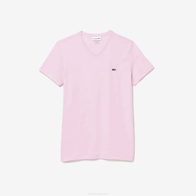 rosa z4h VVL0A615 hombres Lacoste playera de punto de algodón pima con cuello en V