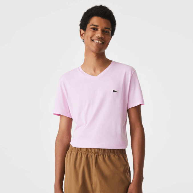 rosa z4h VVL0A615 hombres Lacoste playera de punto de algodón pima con cuello en V
