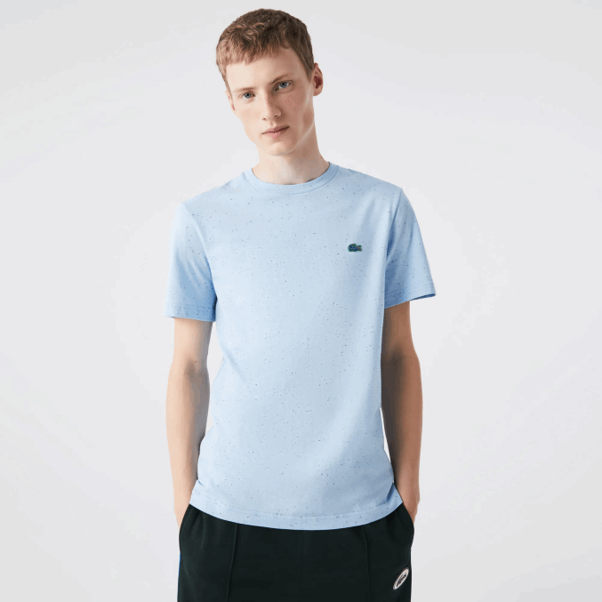 turquesa 733 VVL0A747 hombres Lacoste camiseta regular fit de punto de algodón con estampado moteado