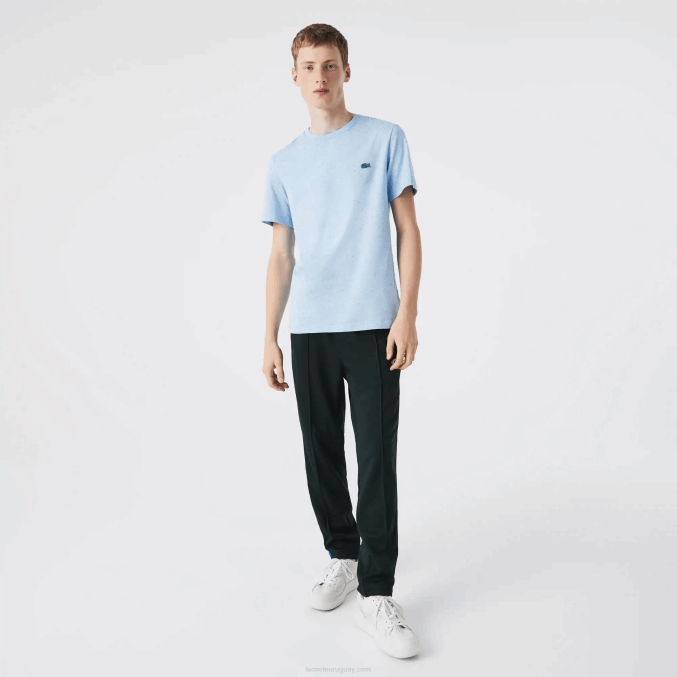 turquesa 733 VVL0A747 hombres Lacoste camiseta regular fit de punto de algodón con estampado moteado