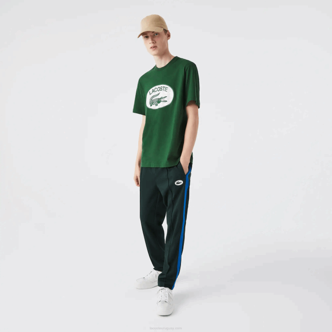 verde 132 VVL0A577 hombres Lacoste playera regular fit con monograma de la marca