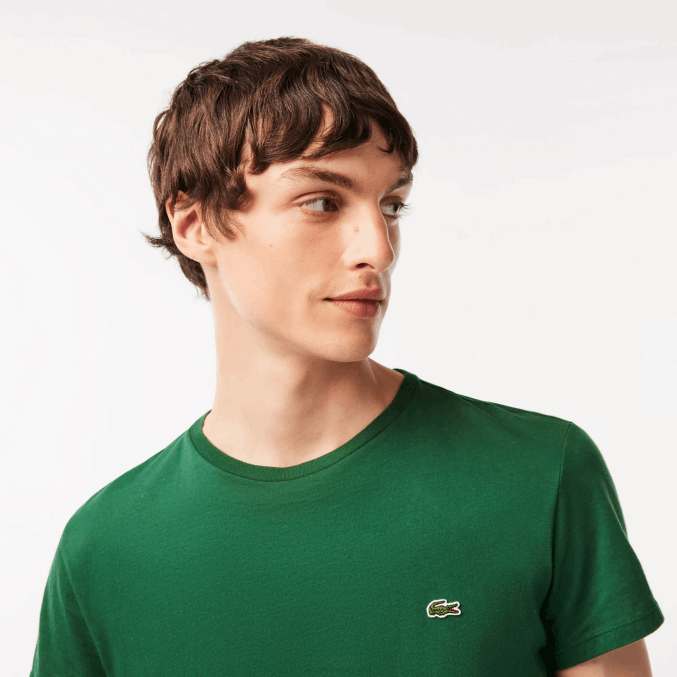 verde 132 VVL0A618 hombres Lacoste camiseta de punto de algodón pima con cuello redondo