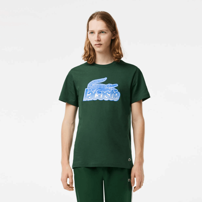 verde 132 VVL0A65 hombres Lacoste playera con estampado de jersey de algodón