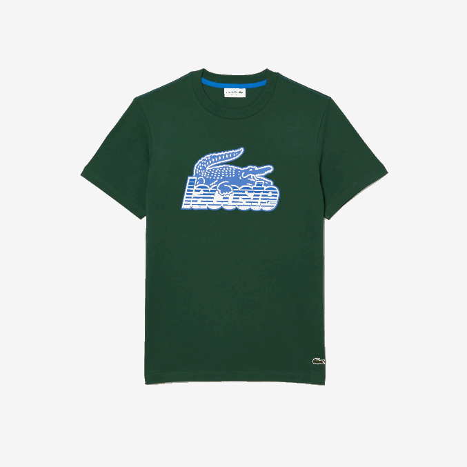 verde 132 VVL0A65 hombres Lacoste playera con estampado de jersey de algodón