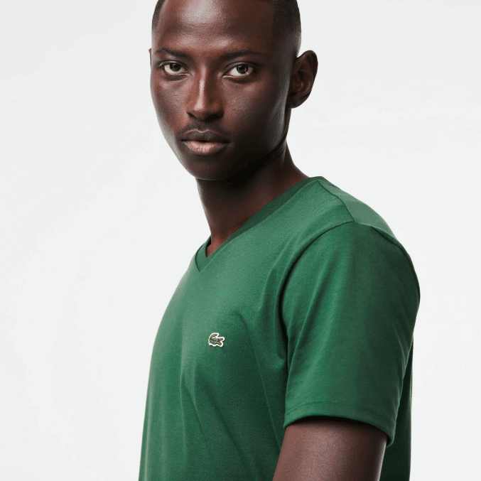 verde 132 VVL0A679 hombres Lacoste playera de punto de algodón pima con cuello en V