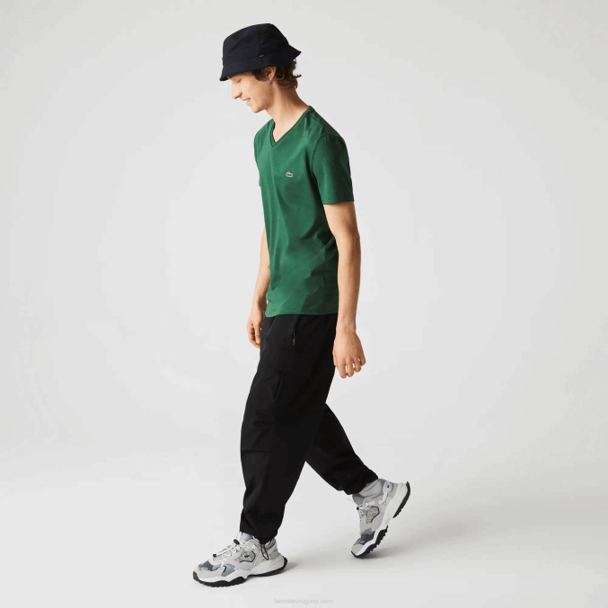 verde 132 VVL0A679 hombres Lacoste playera de punto de algodón pima con cuello en V