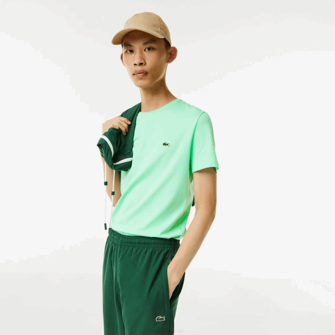 verde claro 0vz VVL0A833 hombres Lacoste camiseta de punto de algodón pima con cuello redondo