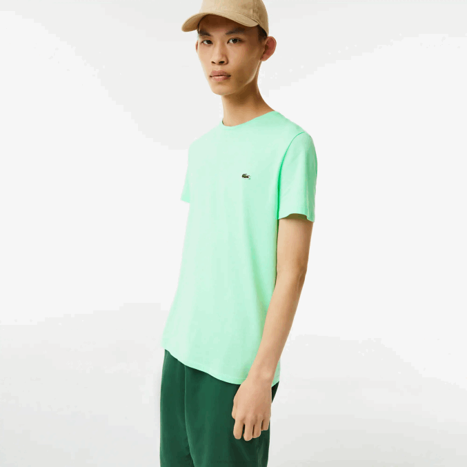 verde claro 0vz VVL0A833 hombres Lacoste camiseta de punto de algodón pima con cuello redondo