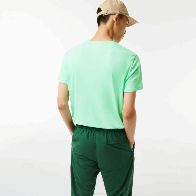 verde claro 0vz VVL0A833 hombres Lacoste camiseta de punto de algodón pima con cuello redondo