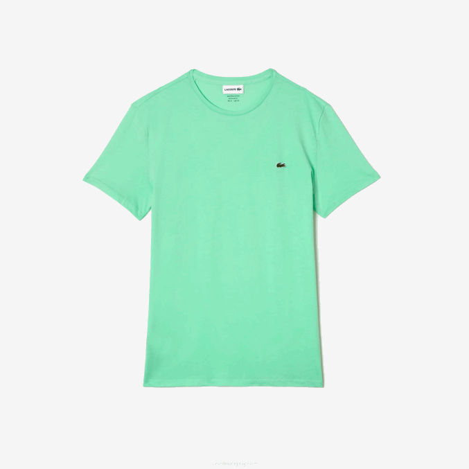 verde claro 0vz VVL0A833 hombres Lacoste camiseta de punto de algodón pima con cuello redondo
