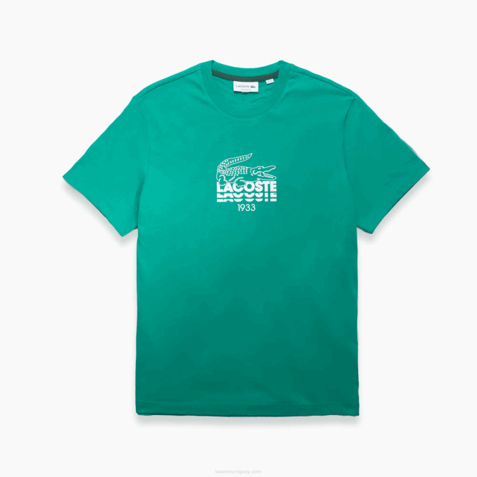 verde hd2 VVL0A1582 hombres Lacoste playera de algodón con cuello redondo y logo de cocodrilo