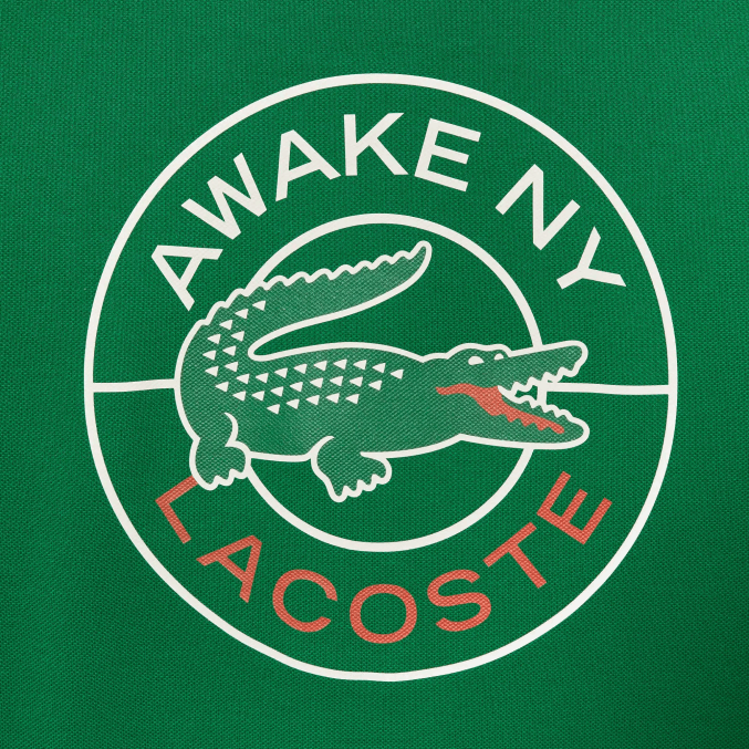 yo verde VVL0A892 hombrescamiseta de piqué de algodón con logo lacoste x wake ny