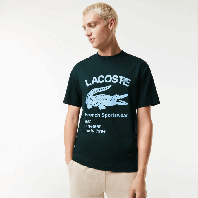 yzp verde VVL0A699 hombres Lacoste camiseta holgada con cocodrilo