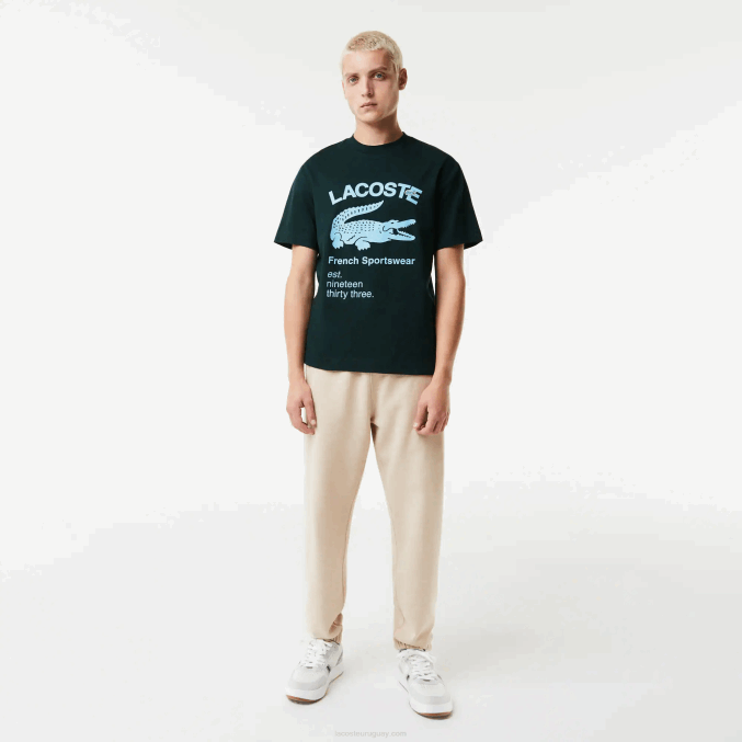 yzp verde VVL0A699 hombres Lacoste camiseta holgada con cocodrilo