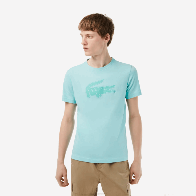 zki verde claro VVL0A86 hombres Lacoste Camiseta deportiva de punto transpirable con estampado de cocodrilo en 3D