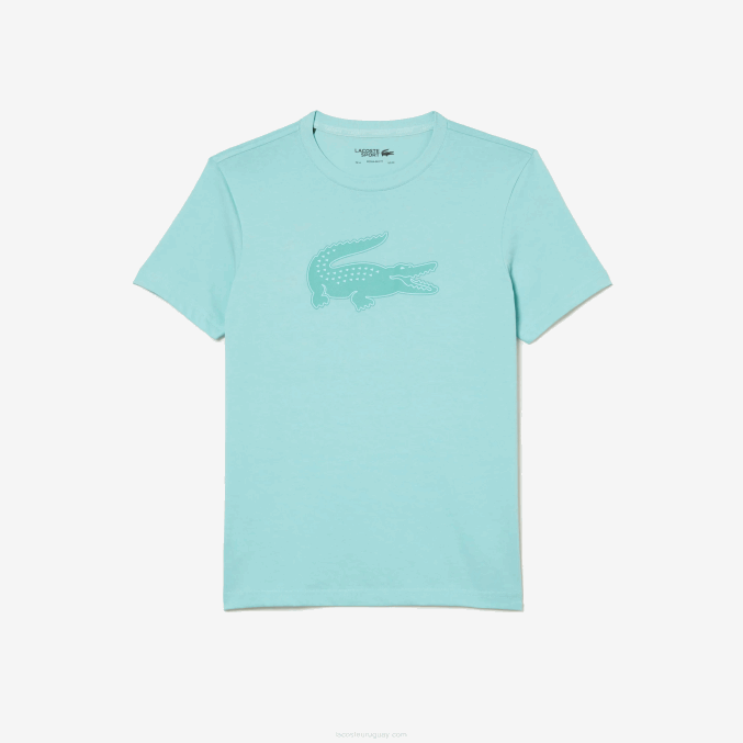 zki verde claro VVL0A86 hombres Lacoste Camiseta deportiva de punto transpirable con estampado de cocodrilo en 3D