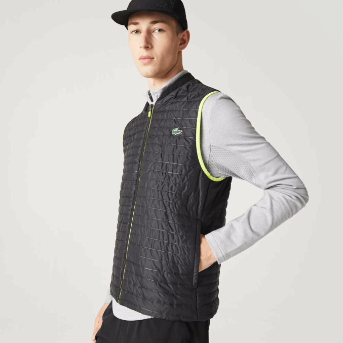 amarillo negro g65 VVL0A385 hombres Lacoste chaleco sport acolchado reversible
