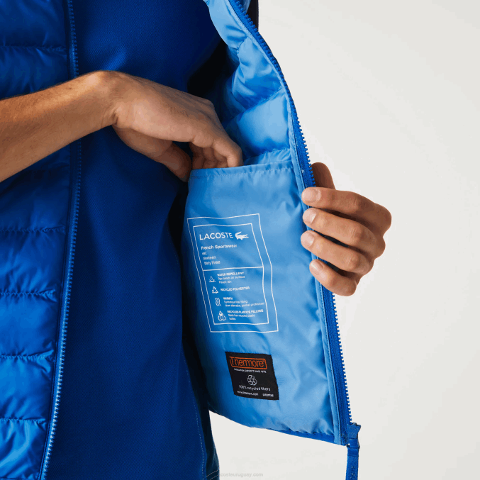 azul k1q VVL0A1251 hombres Lacoste chaleco acolchado repelente al agua
