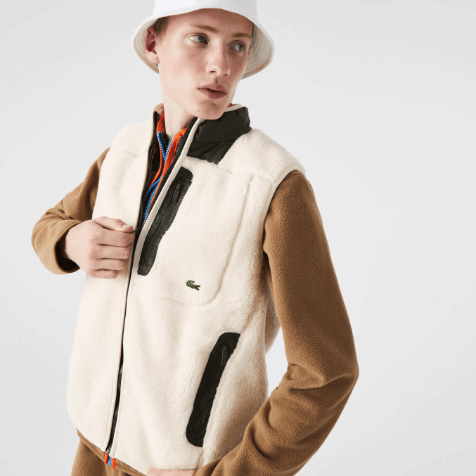 blanco caqui verde u9n VVL0A1263 hombres Lacoste chaleco polar sherpa
