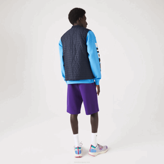 morado azul marino se3 VVL0A386 hombres Lacoste chaleco sport acolchado reversible