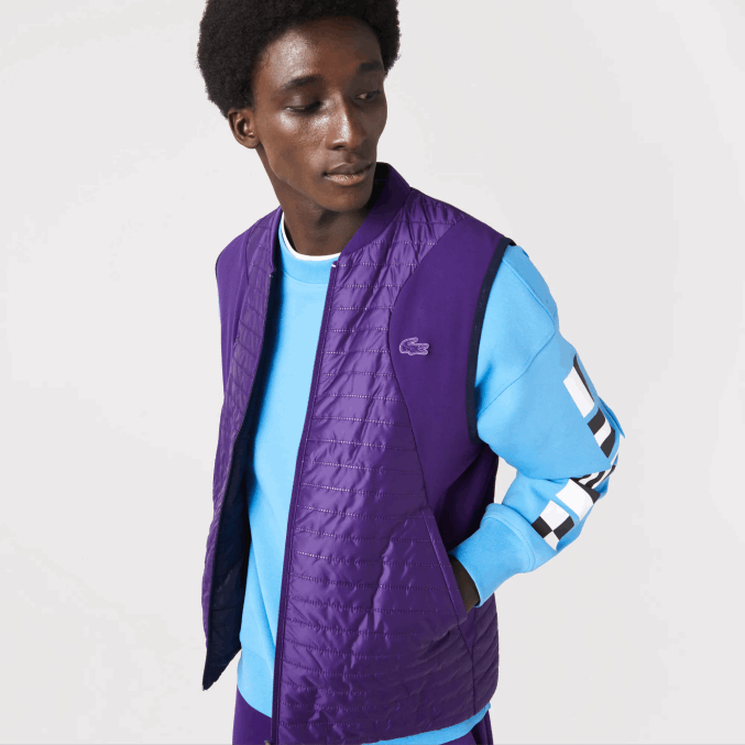 morado azul marino se3 VVL0A386 hombres Lacoste chaleco sport acolchado reversible