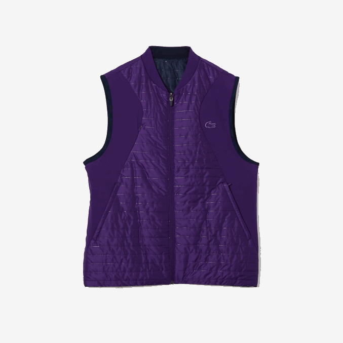 morado azul marino se3 VVL0A386 hombres Lacoste chaleco sport acolchado reversible